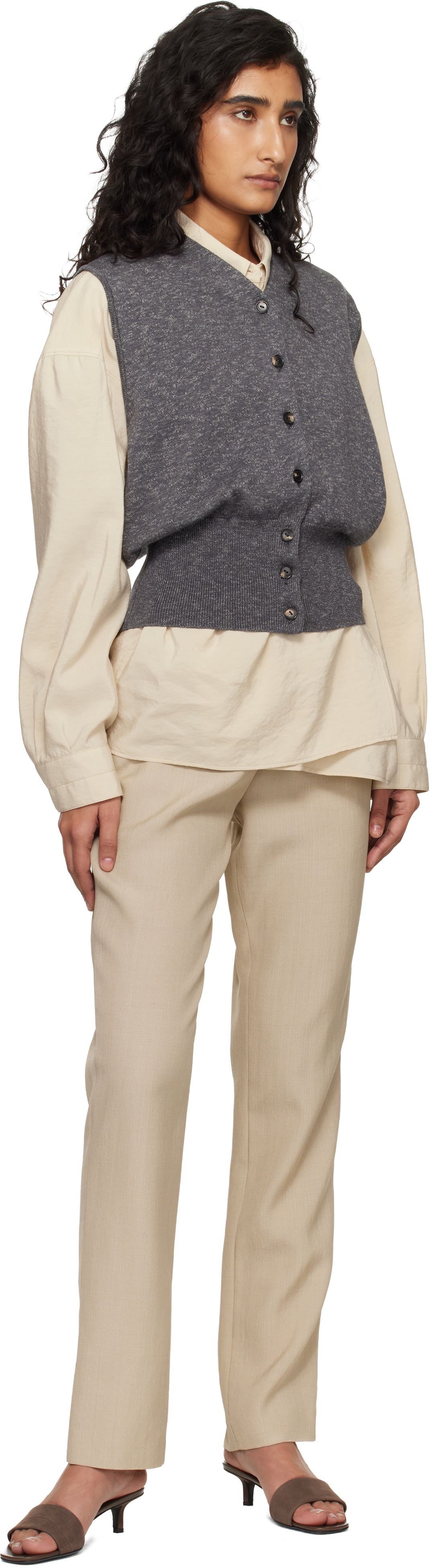 Loulou de Saison Beige Scot Straight Leg Trousers