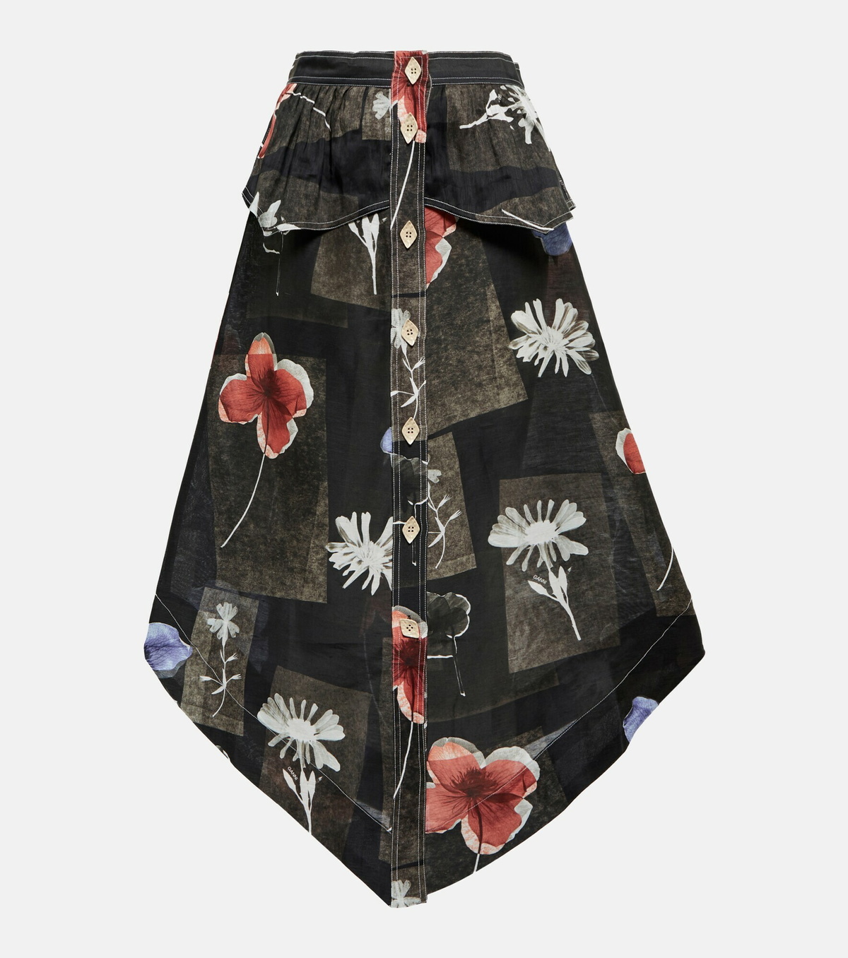 【関税&送料込】Ganni Miaxi Skirt GANNI flared-hem Mini Skirt | Blue | FARFETCH