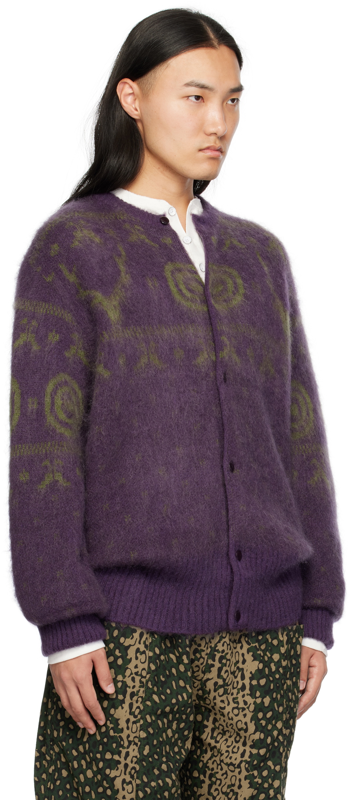 美品✨ South2 West8 Mohair Cardigan Mサイズ South2 West8 Purple Mohair Cardigan South2 West8