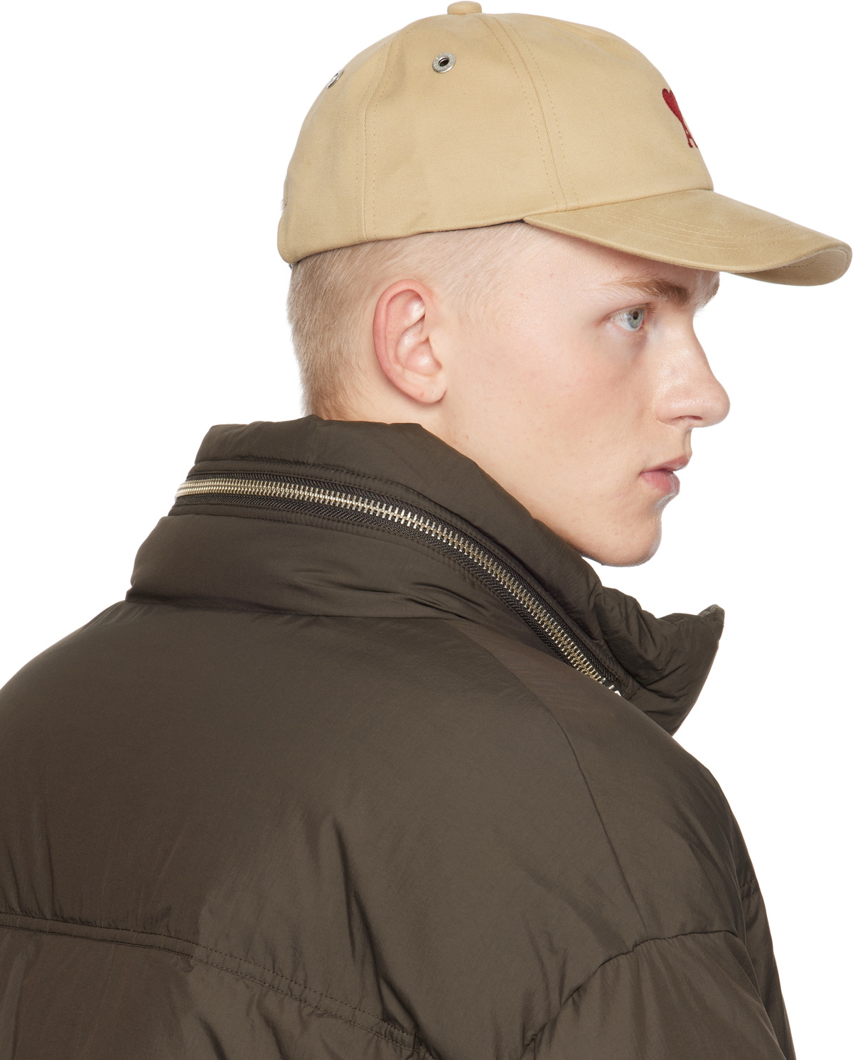 AMI Paris Beige Ami de Coeur Embroidery Cap AMI