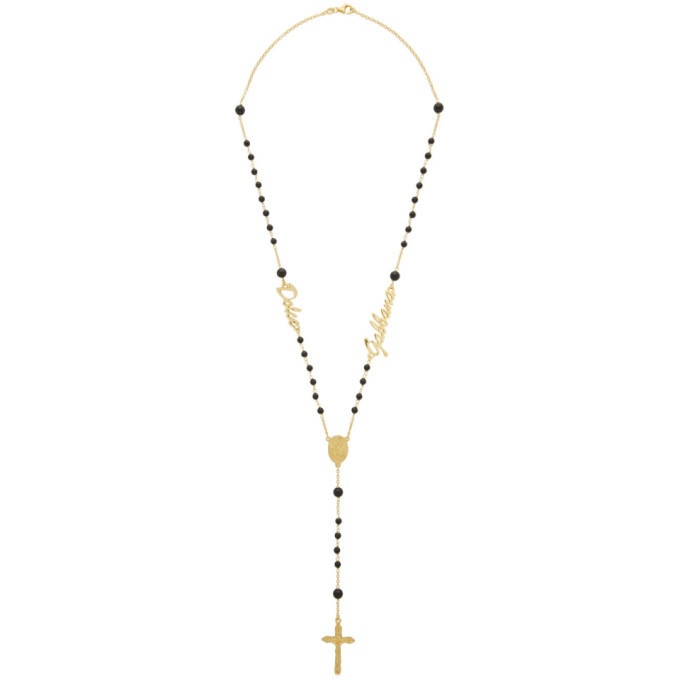 Photo: Dolce and Gabbana Black Logo Rosary Necklace