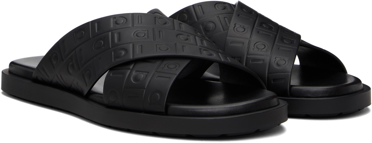 Ferragamo Black Monogram Sandals