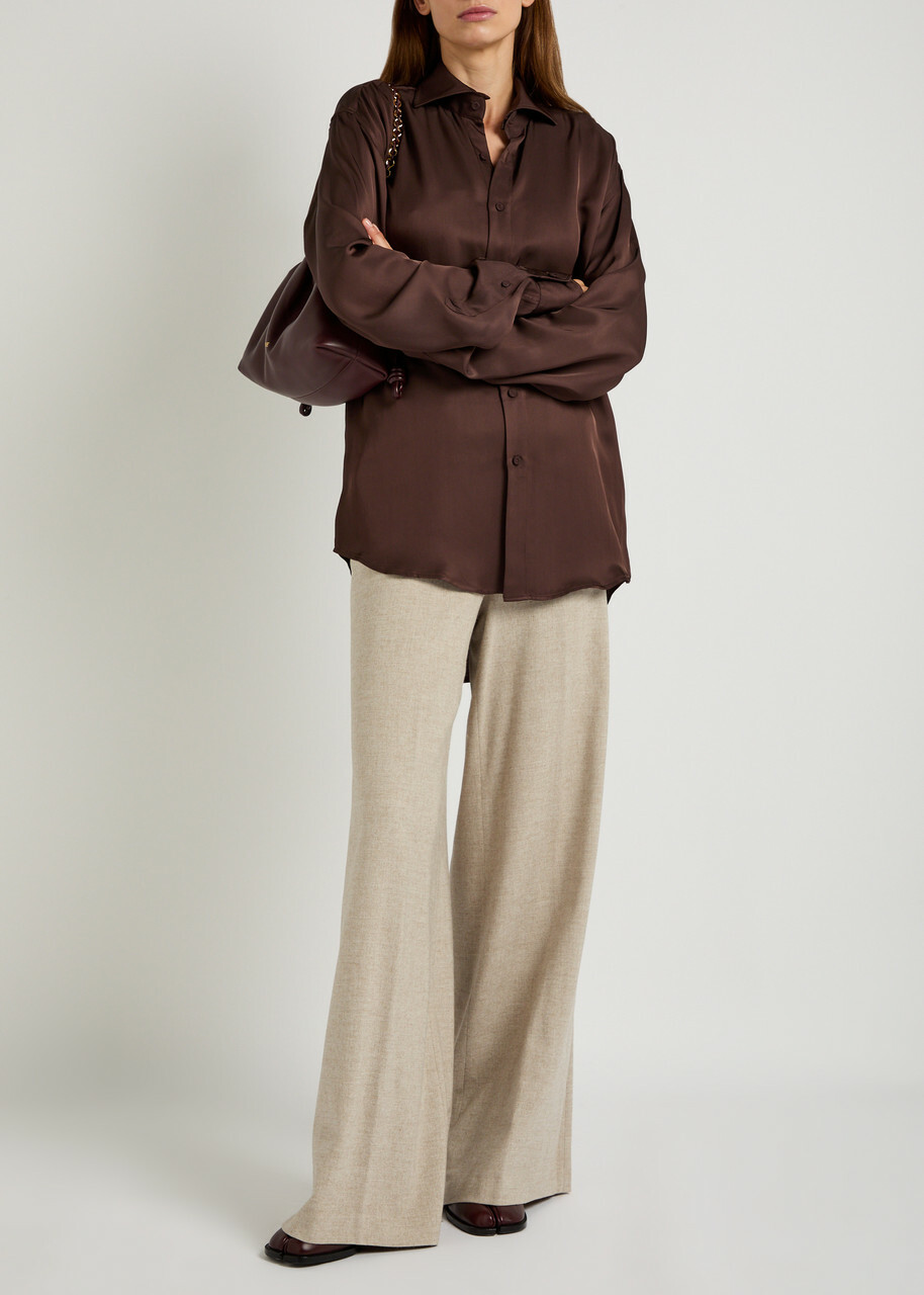 Herno Wide-leg Woven Trousers Beige