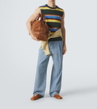 Dries Van Noten Leather-trimmed suede duffel bag