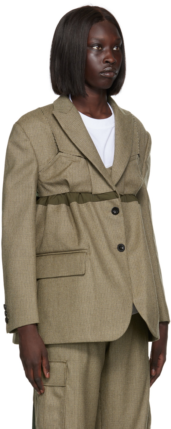 sacai Beige Check Bonding Blazer Sacai