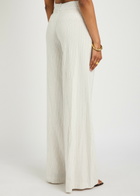 Alice + Olivia Eric Pinstriped Linen-blend Trousers Black And White