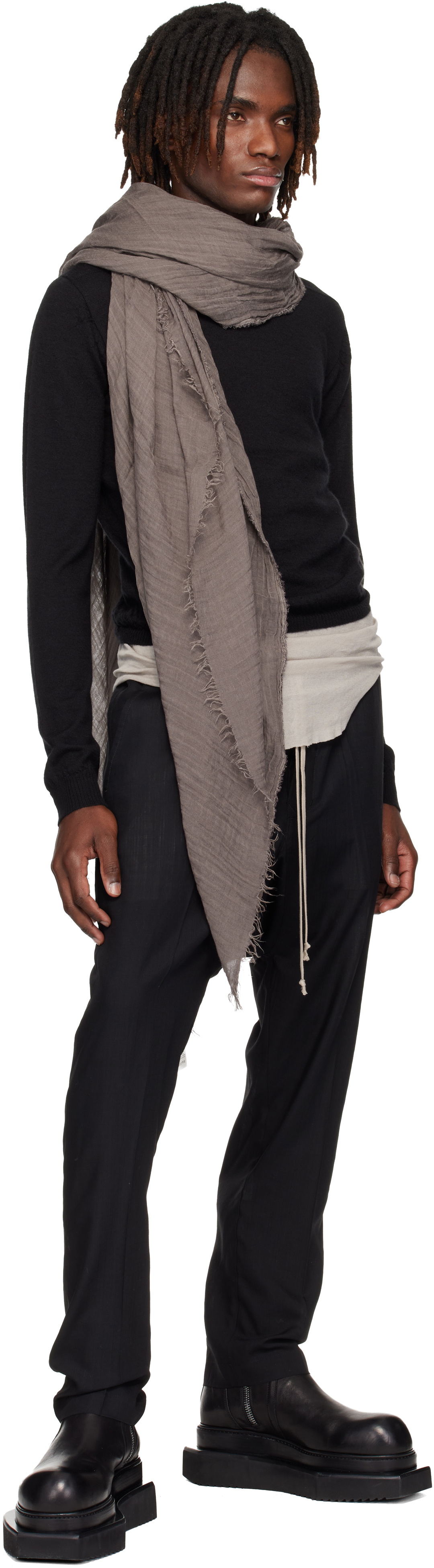 Rick Owens Gray Temple Sandy Mega Scarf
