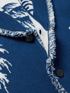Alanui - Surrounded by the Ocean Shawl-Collar Cashmere and Wool-Blend Jacquard Cardigan - Blue