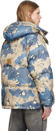 AAPE by A Bathing Ape Beige & Blue Camo 'AAPE' Main Down Jacket