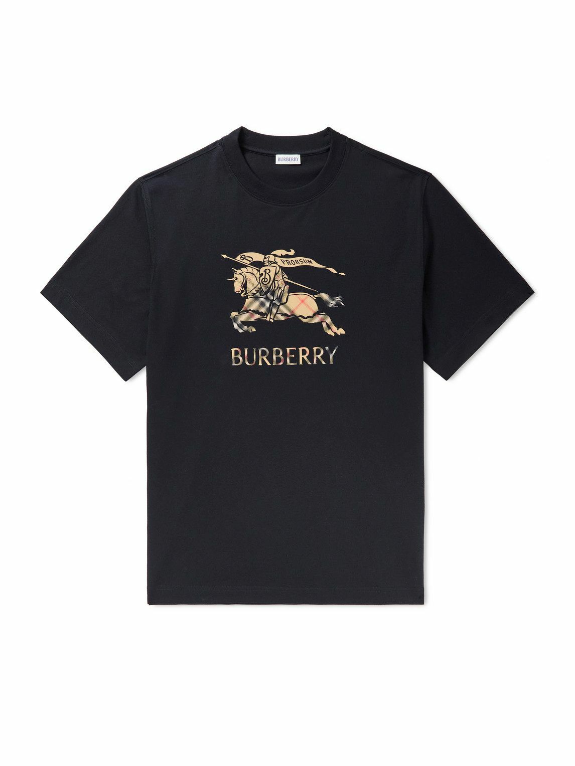 Burberry - Logo-Embroidered Cotton-Jersey T-Shirt - Black Burberry