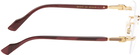 Gucci Gold & Burgundy Rectangular Glasses