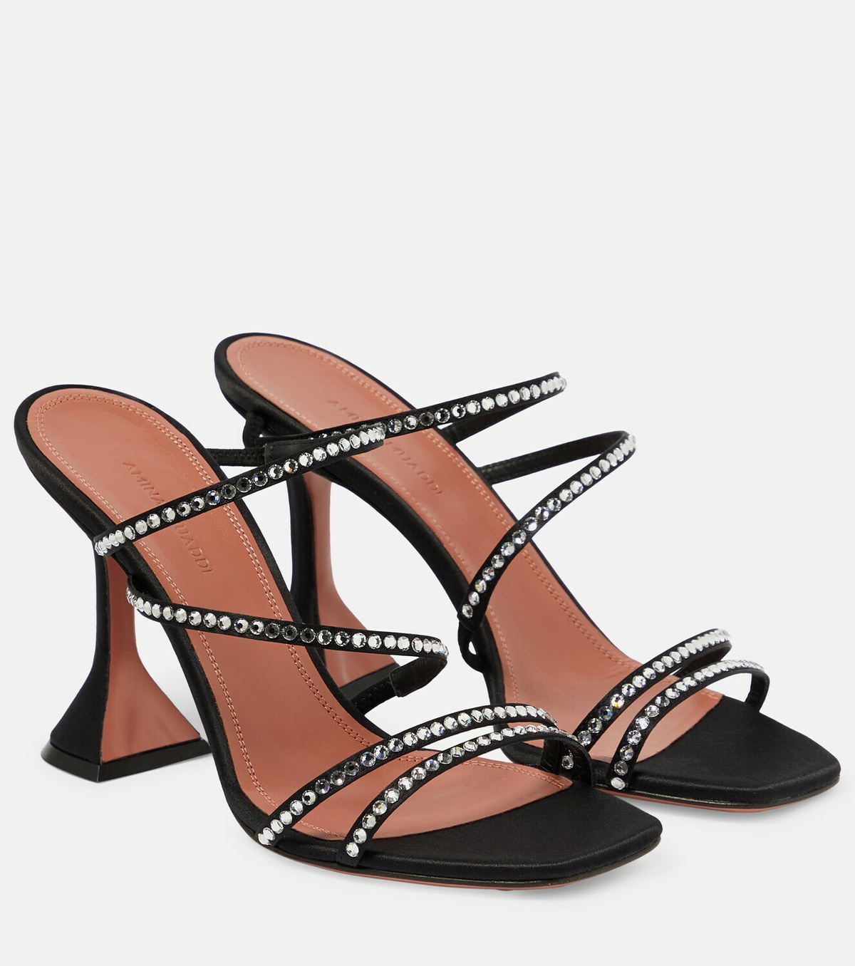 サンダル・ミュール AMINA MUADDI Embellished Satin Kim Sandals Amina Muaddi Kim 115mm crystal-embellished Sandals | Orange