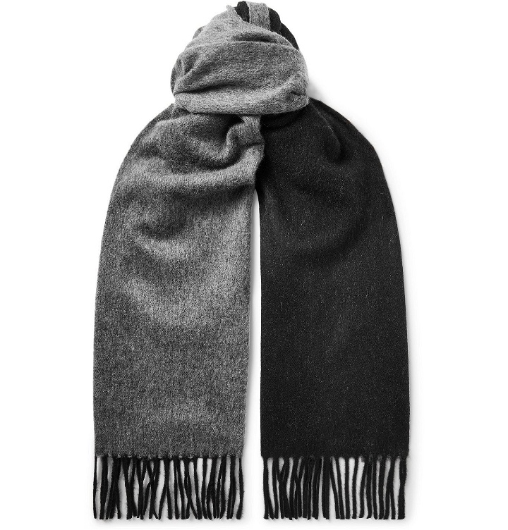 Photo: TOM FORD - Fringed Two-Tone Double-Faced Cashmere Scarf - Gray