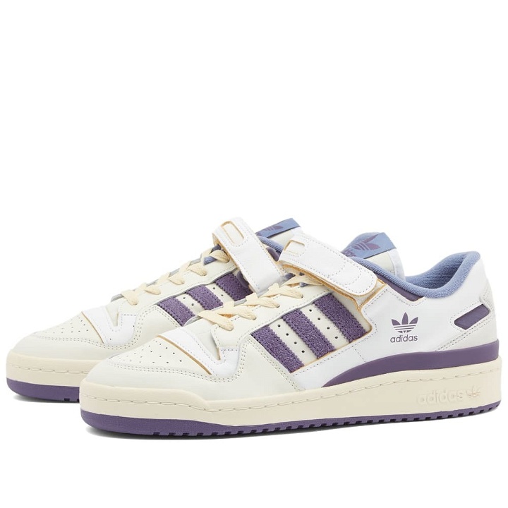 Photo: Adidas Forum 84 Low Sneakers in White/Tech Purple