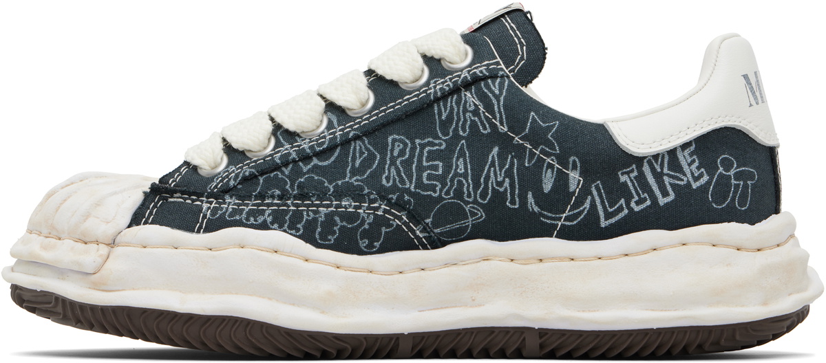 Maison MIHARA YASUHIRO Black Blakey OG Sole Graffiti Printed Canvas Sneakers