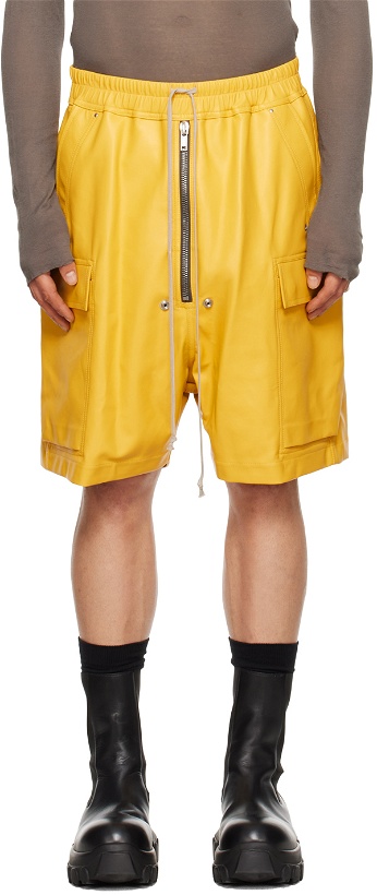 Photo: Rick Owens Yellow Cargobela Leather Shorts