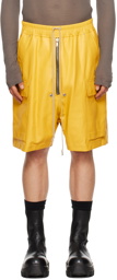 Rick Owens Yellow Cargobela Leather Shorts