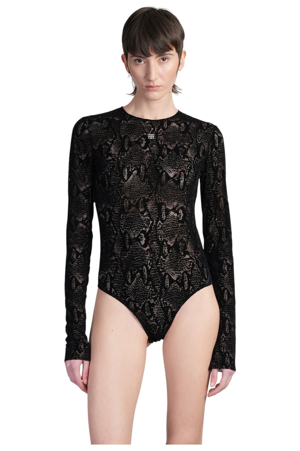 スリップ・インナー・キャミ GIVENCHY SHINY 72 MONOGRAM TULLE BODYSUIT Givenchy Black Shiny Monogram 72 Tulle Bodysuit Givenchy
