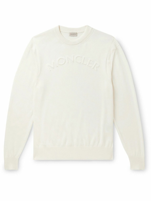 Photo: Moncler - Logo-Embossed Cotton Sweater - White