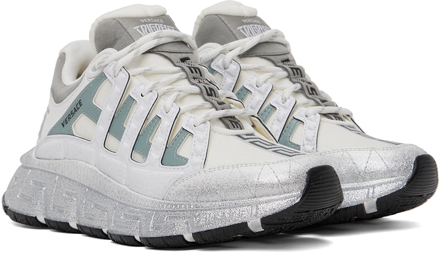 Versace White & Silver Trigreca Sneakers Versace