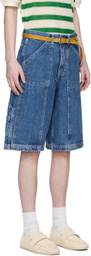 AFTER PRAY Indigo Carpenter Denim Shorts