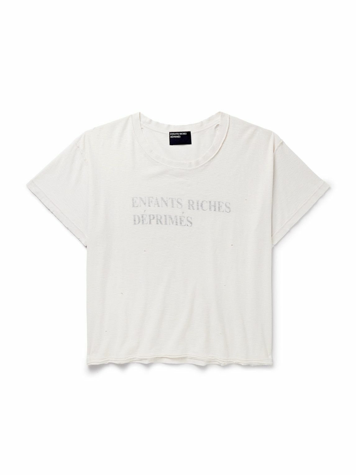 Enfants Riches Déprimés - Distressed Logo-Print Cotton-Jersey T-Shirt - White