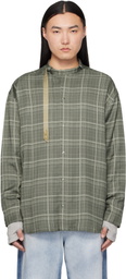 Diesel Gray Check-Satin Biker Details Shirt