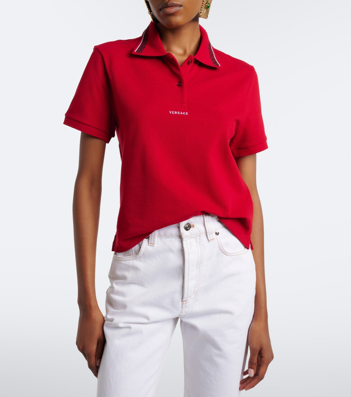 Versace Greca cotton piqué polo shirt