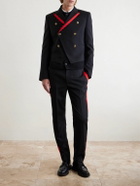 McQueen - Slim-Fit Double-Breasted Grosgrain-Trimmed Wool-Twill Blazer - Black