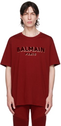 Balmain Red Flocked T-Shirt