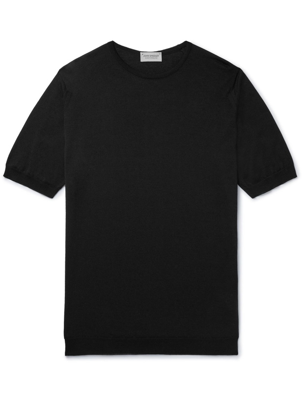Photo: JOHN SMEDLEY - Cbeldon Merino Wool and Cotton-Blend T-Shirt - Black