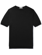 JOHN SMEDLEY - Cbeldon Merino Wool and Cotton-Blend T-Shirt - Black