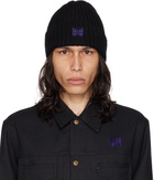 NEEDLES Black Embroidered Beanie