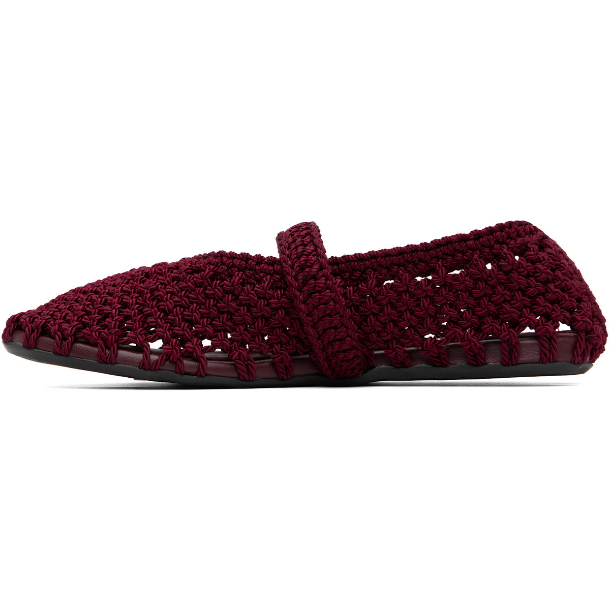 ALAÏA Burgundy Satin Cord Ballerina Flats