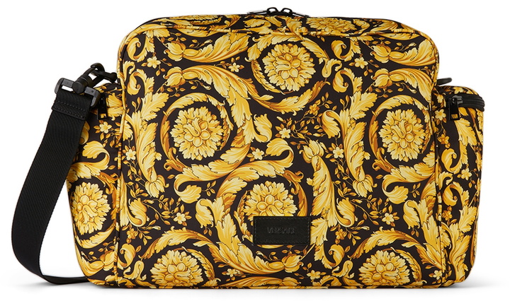 Photo: Versace Baby Black & Gold Barocco Diaper Bag