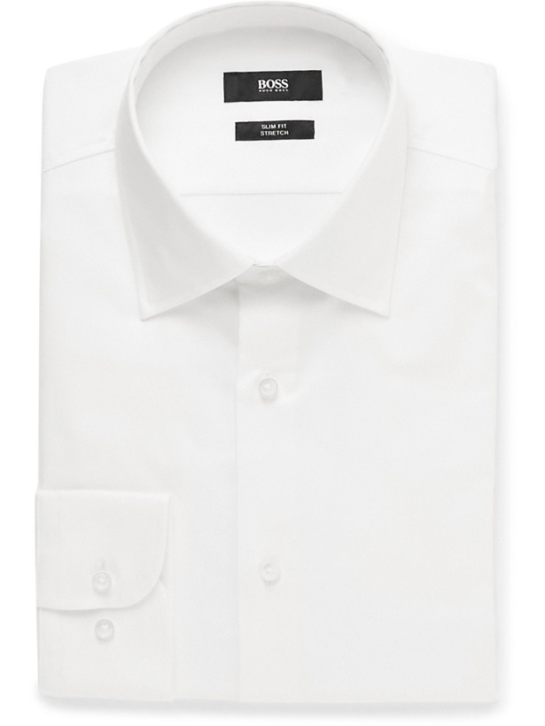 Photo: Hugo Boss - Slim-Fit Cotton-Blend Shirt - White