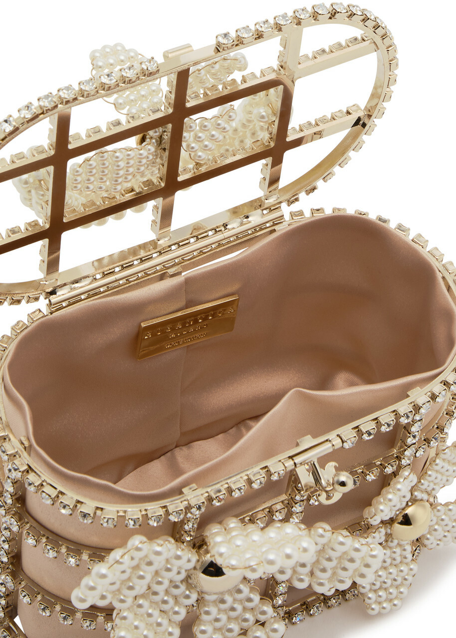 Rosantica Mini Holli Gardenia Embellished top Handle bag - Gold 