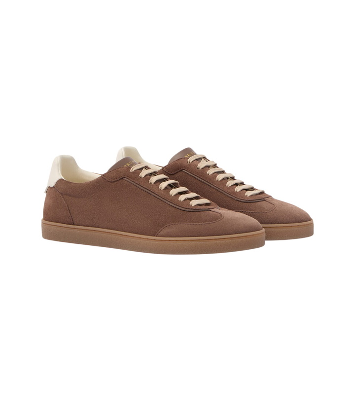Photo: Brunello Cucinelli Leather-trimmed suede sneakers