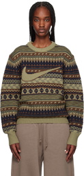 Nike Green Fair Isle Swoosh Sweater