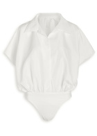 Norma Kamali Poplin Shirt Bodysuit White