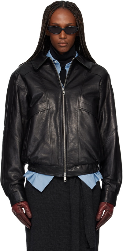 Photo: TONYWACK Black Vegetable Tanned Lamb Leather Zip Jacket