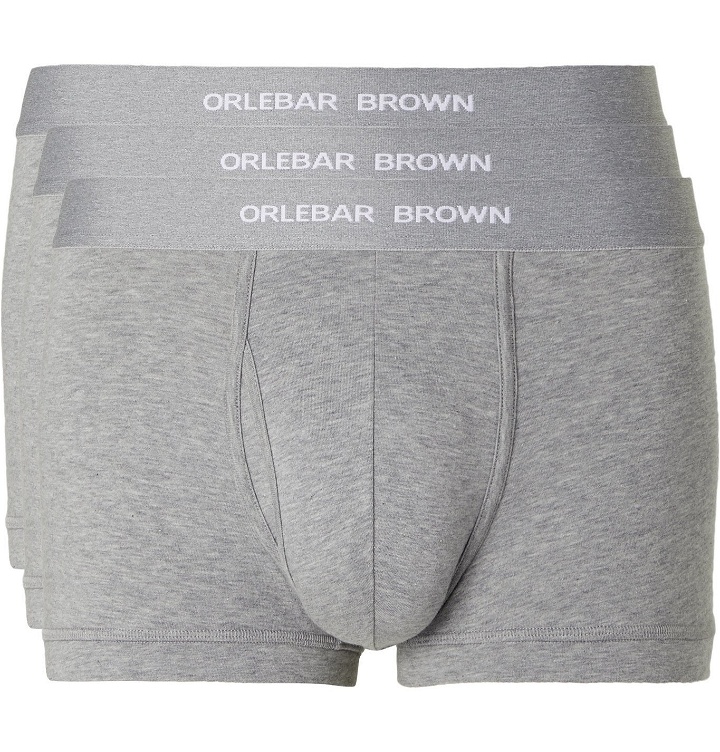 Photo: Orlebar Brown - Three-Pack Mélange Stretch-Cotton Boxer Briefs - Gray