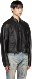 John Elliott Black Cropped Leather Jacket