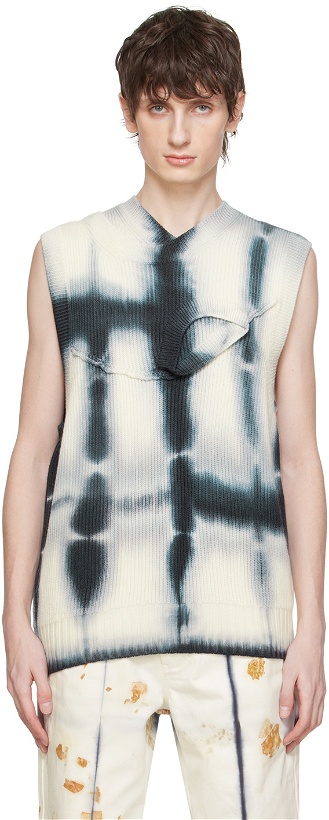 Photo: Feng Chen Wang Navy & White Layered Collar Vest