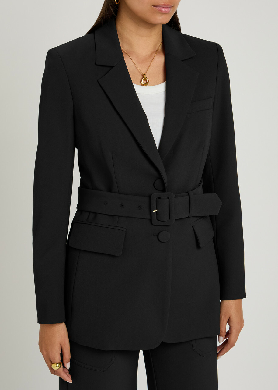 Veronica Beard Ryanne Dickey Belted Stretch-twill Blazer Black
