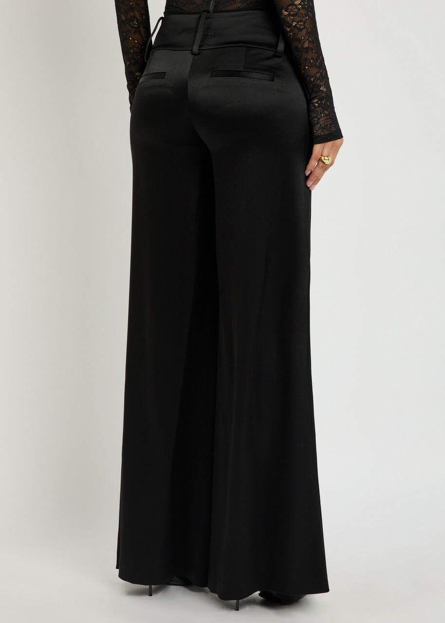 Alice + Olivia Olivia Wide-leg Satin Trousers Black
