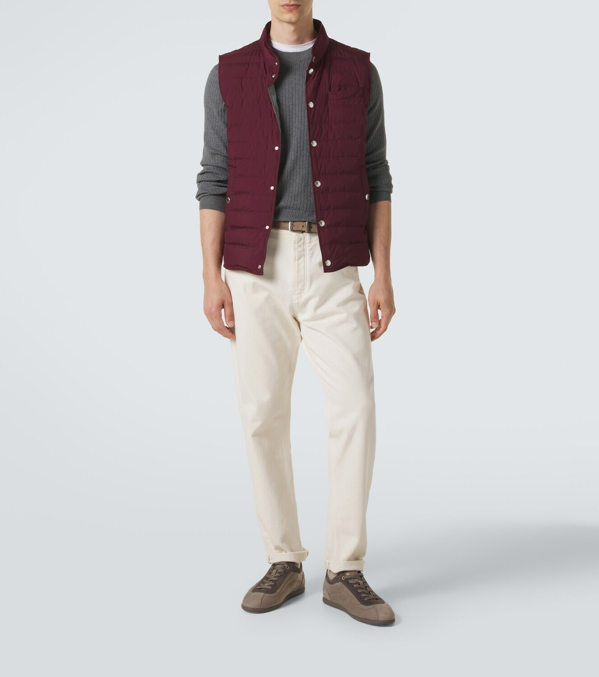 Brunello Cucinelli Suede-trimmed leather sneakers