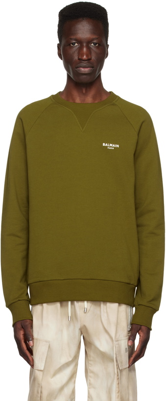 Photo: Balmain Khaki Flocked Sweatshirt