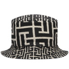 Balmain Men's Jacquard Monogram Bucket Hat in Ivory/Black