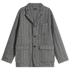 Engineered Garments Men's Herringbone Wool Loiter Jacket in Dark Grey